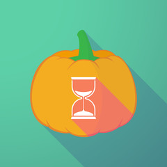 Sticker - long shadow halloween pumpkin with a sand clock