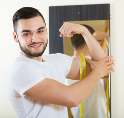 Guy checking fitness results