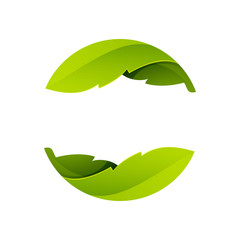 abstract sphere green leaf logo