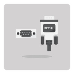 vector of flat icon, serial connector for computer on isolated background