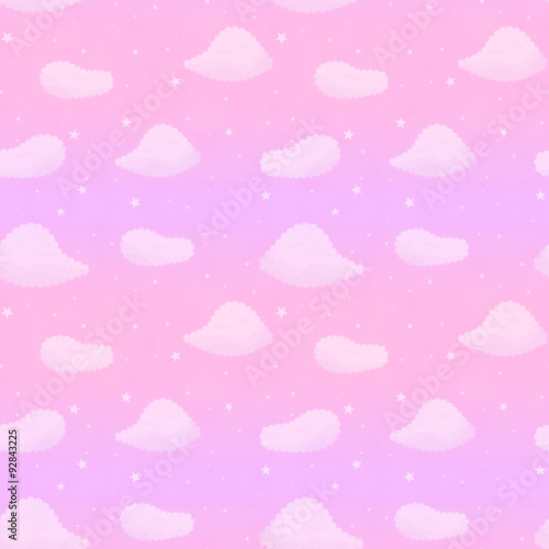 ゆめかわいい空柄シームレスパターン 大 ピンク系 Stock Illustration Adobe Stock