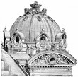 One of the domes of the Opera (pavilion Rue Auber), vintage engr