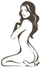 Wall Mural - Beautiful nude woman silhouette