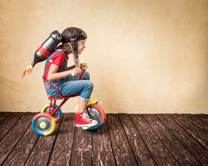 Sticker - Kid playing with jet pack at home