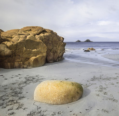 Beautiful beach landscape with soft pastel colors in morning lig