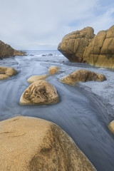 Beautiful beach landscape with soft pastel colors in morning lig