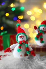 Sticker - Cute snowman on Christmas background