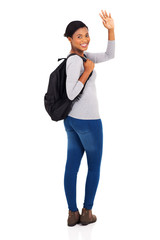 Wall Mural - african american college student waving goodbye