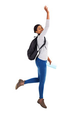 Wall Mural - african university student jumping