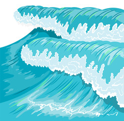  Blue high ocean wave. Surge wave