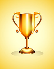 Poster - Golden trophy on yellow background