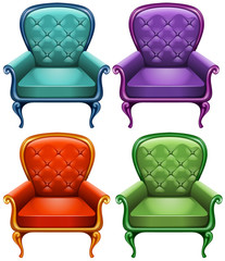 Wall Mural - Four color of armchairs