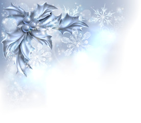 Wall Mural - Abstract Silver Christmas Holly Background