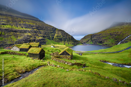 Village of Saksun, Faroe Islands, Denmark Canvas Print