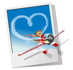 Wall Mural - Valentines Card with Cartoon airplane