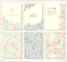 Flyers, Brochures With Floral, Leaves, Flower Patterns