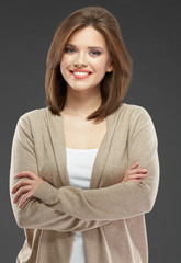 Wall Mural - Smiling woman portrait. Studio