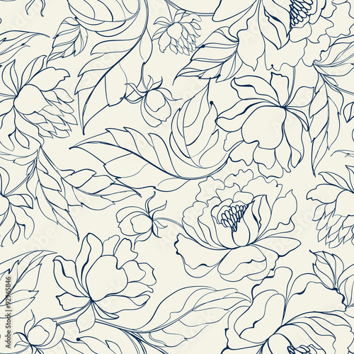 Seamless floral pattern. Poster Mural XXL