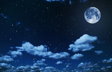 night sky with stars and full moon background