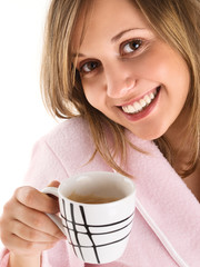 Canvas Print - Woman drinking morning coffee