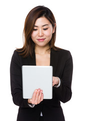 Poster - Asian Businesswoman use of the tablet pc