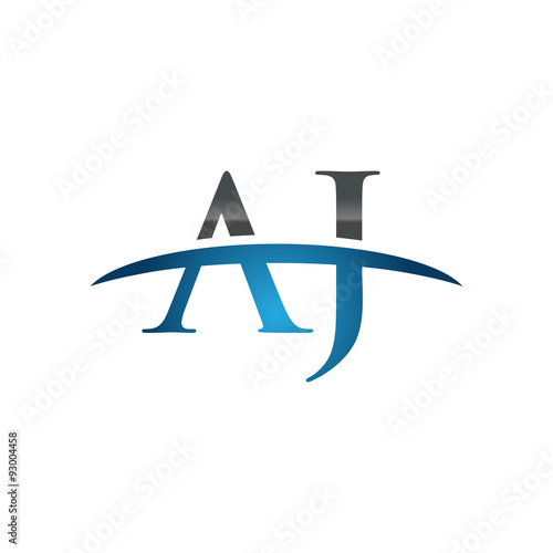 AJ initial company swoosh logo blue - Buy this stock vector and explore