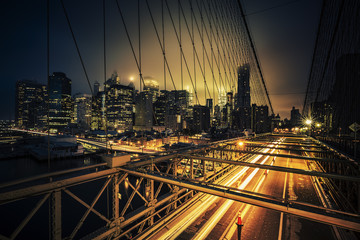 Sticker - View of Brooklyn Bridge at night