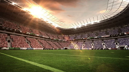 Poster - View of a rugby stadium with sunny weather
