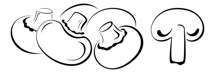 Fototapete - Mushrooms Black Pictograms