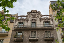 House Facades In Barcelona, Spain