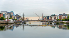 View Of Samuel Beckett Bridge In Dublin, Ireland