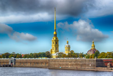 Peter And Paul Fortress Russia St. Petersburg View  Neva River