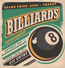 Retro Poster Design For Billiards Tournament
