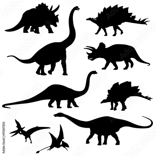 Fotografie, Obraz Set of the Dinosaur Silhouette - Vector Image