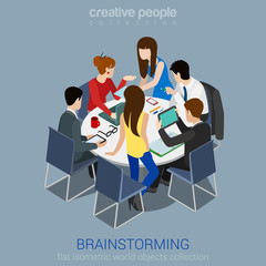 Wall Mural - Brainstorming teamwork creative team discussion staff vector