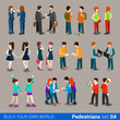 © Sentavio - Flat isometric city pedestrians icon: people, casual, teens