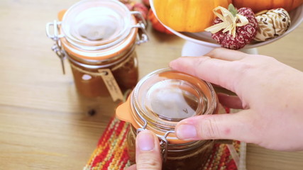 Wall Mural - Homemade pumpkin butter made with organic pumpkins