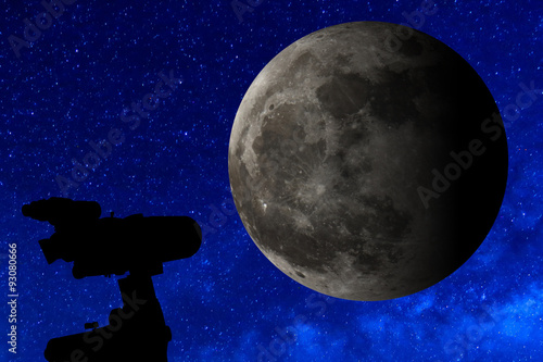 Silhouette Of Telescope Under The Stars And Full Moon Buy This Stock Photo And Explore Similar Images At Adobe Stock Adobe Stock