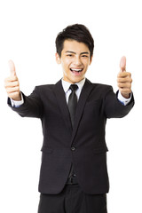 Wall Mural -  young business man with thumbs up gesture