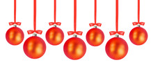 Christmas Red Balls Isolated Over White Background