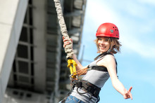 Young Woman After The Bungee Jump