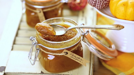 Wall Mural - Homemade pumpkin butter made with organic pumpkins