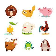 Canvas Print - Farm Animal and Bird Collection Set