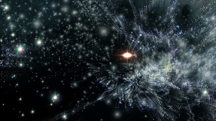 Wall Mural - Space 2028: Flying through star fields in deep space (Loop).