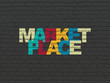 Marketing concept: Marketplace on wall background