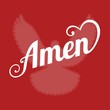 vector typography letter amen and pigeon sign of holy spirit ,flat design