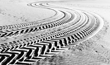 Tire Tracks Prints In Beach Sand