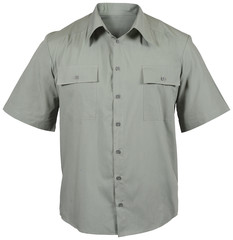 gray male shirt with breast pockets isolated on white