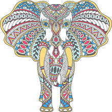 Vector Color Decorated Indian Elephant
