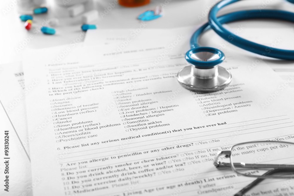 Doctor workplace close up